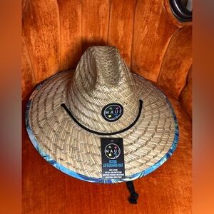 Maui and Son Unisex Lifeguard Straw UPF 50+ Hat, Turquoise /Blue, One Size​